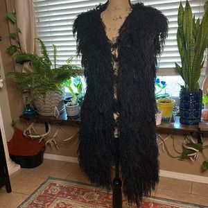 BCBG black shaggy vest, size XL